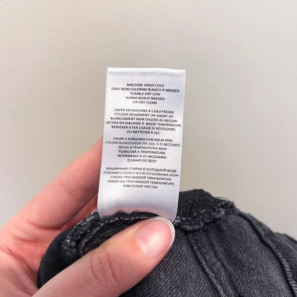 REDONE Straight Leg High Waist Black Denim Raw Hem Button Fly Designer Jeans 31 - Picture 7 of 8